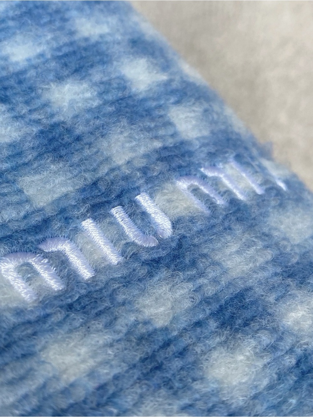NWOT Miu Miu Blue Gingham Fleece Jacket, Size M - Picture 14 of 15